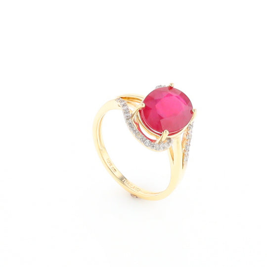 Ruby Bypass Ring with Diamond Accents