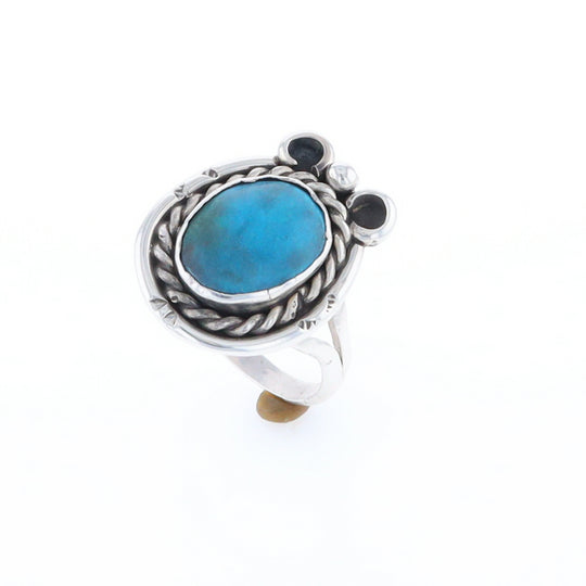 Native Turquoise Rope Design Ring