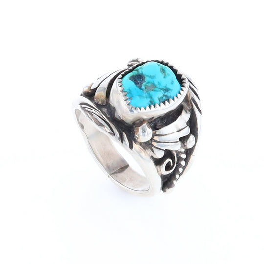 Navajo Turquoise and Feather Design Ring