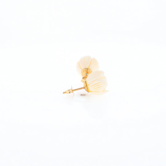 Carved Ivory Flower Stud Earrings