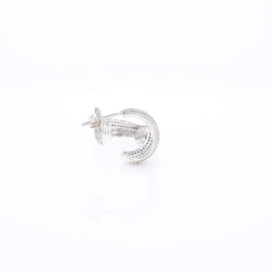 Diamond Half Hoop Stud Earrings
