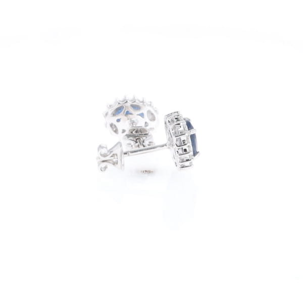 Oval Blue Sapphire Earrings With Halo