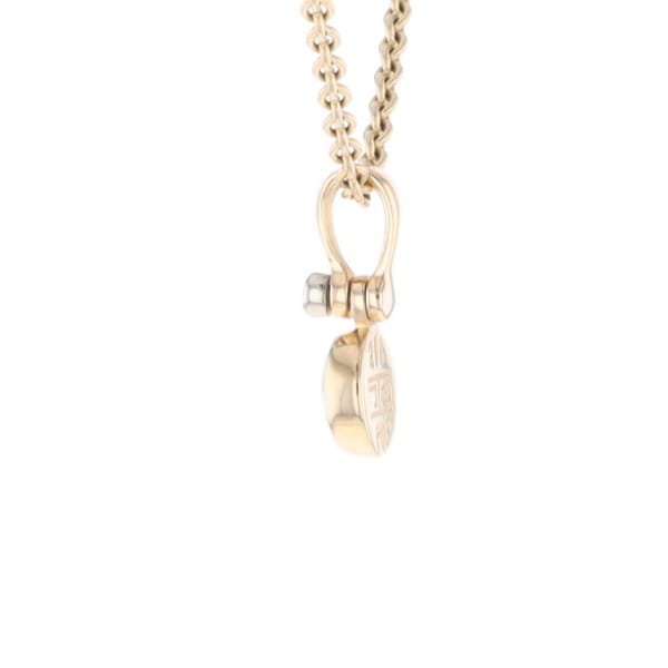Gold Quartz Necklace Round Inlaid Pendant with .02ct Round Diamond