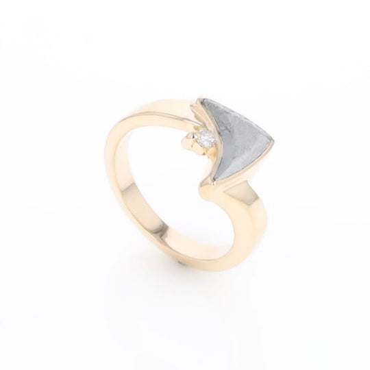 Meteorite Ring Boat Sail Inlaid Design with .04ctw Round Diamond