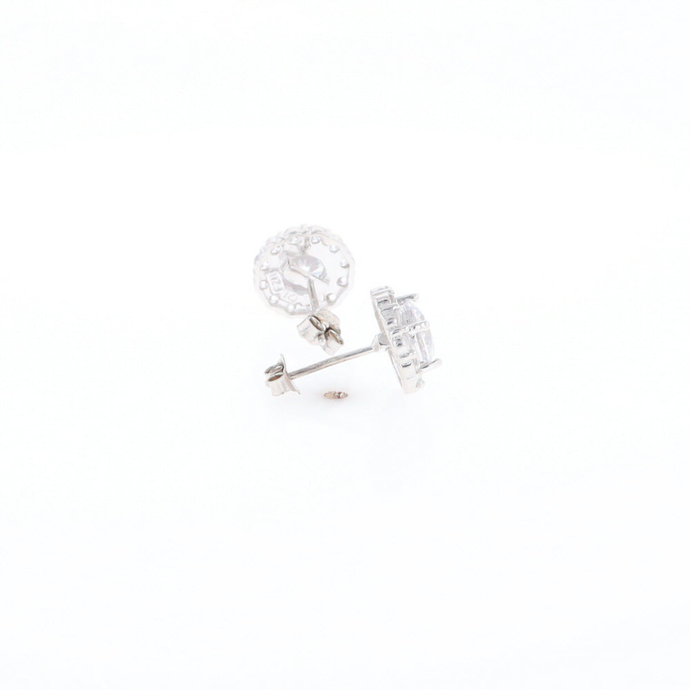 Cubic Zirconia Halo Stud Earrings