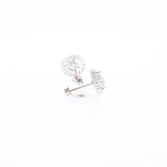 Cubic Zirconia Halo Stud Earrings