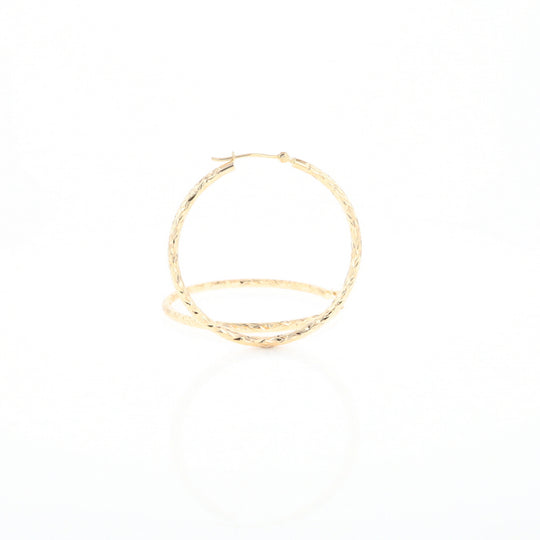 Textured Hollow Diamond Cut Hoop Earrings