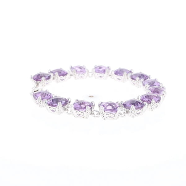 Amethyst Bracelet With Silver Filigree