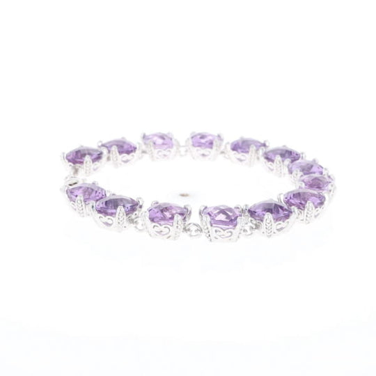 Amethyst Bracelet With Silver Filigree
