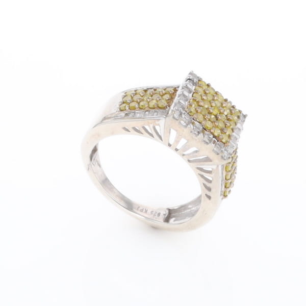 Yellow and White Diamond Filigree Design Ring