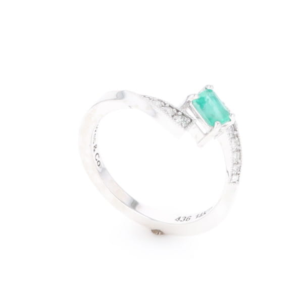 Emerald Twist Ring with Diamond Accents