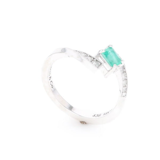 Emerald Twist Ring with Diamond Accents