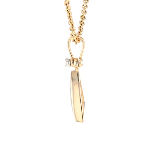 Gold Quartz Necklace Sail Inlaid Design Pendant with .02ct Diamond