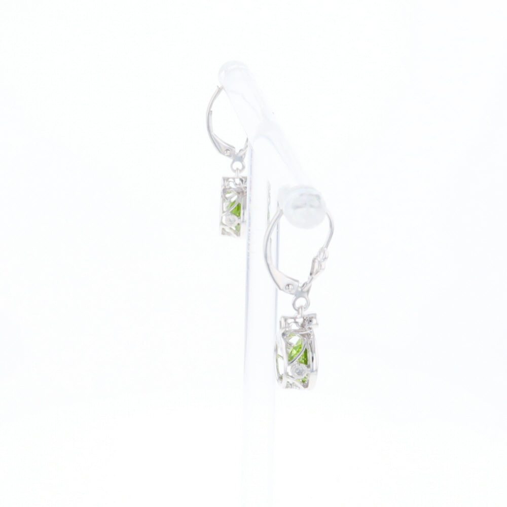 Peridot Dangle Earrings with Diamond Accents
