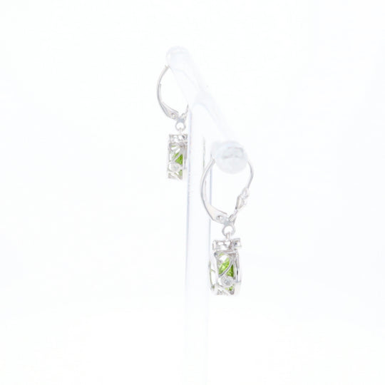Peridot Dangle Earrings with Diamond Accents