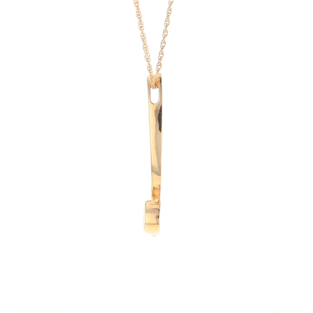 Gold Quartz Necklace Round Inlay Curved Bar Design Pendant