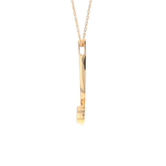 Gold Quartz Necklace Round Inlay Curved Bar Design Pendant