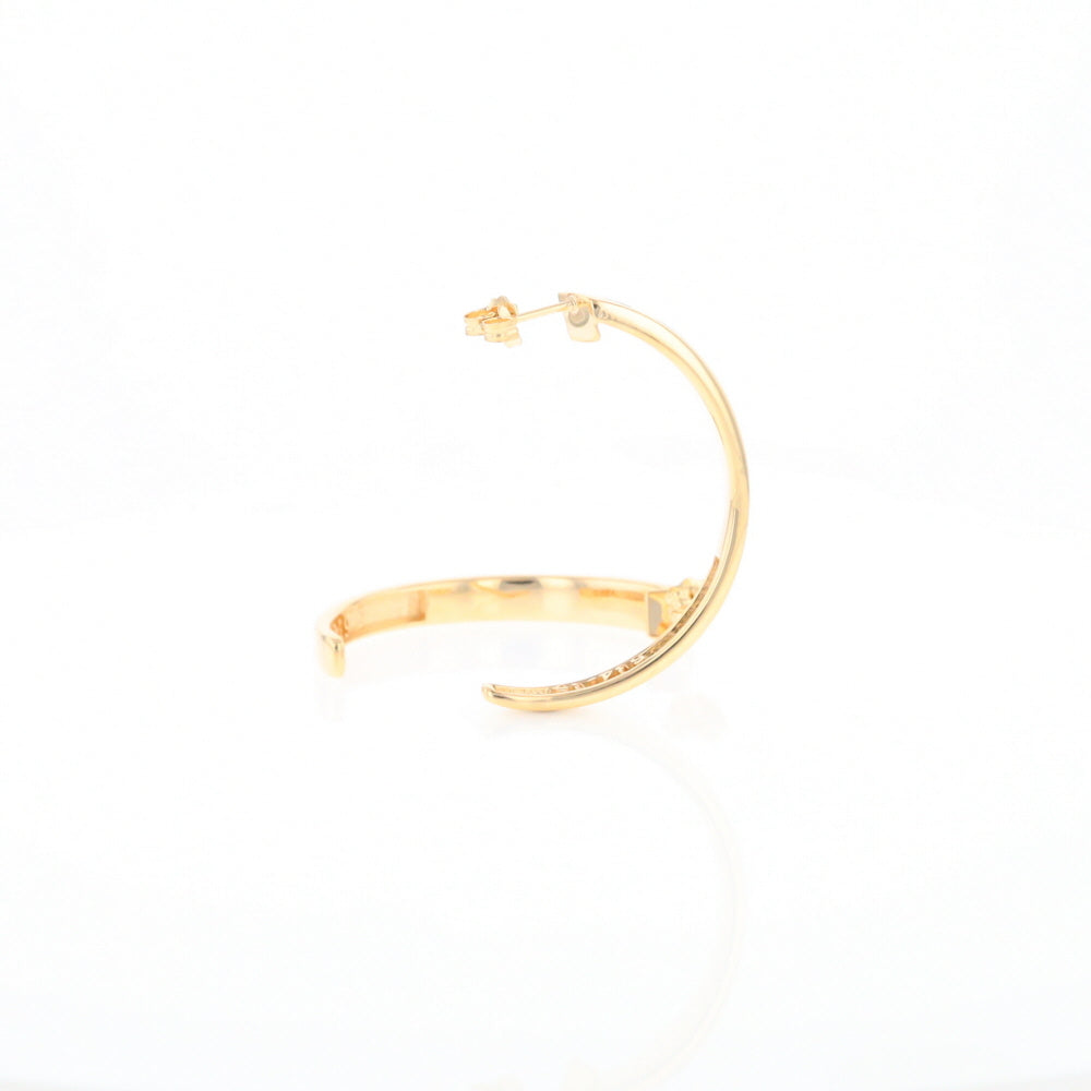 Gold Quartz Hoop Earrings 3 Section Inlaid Design G2