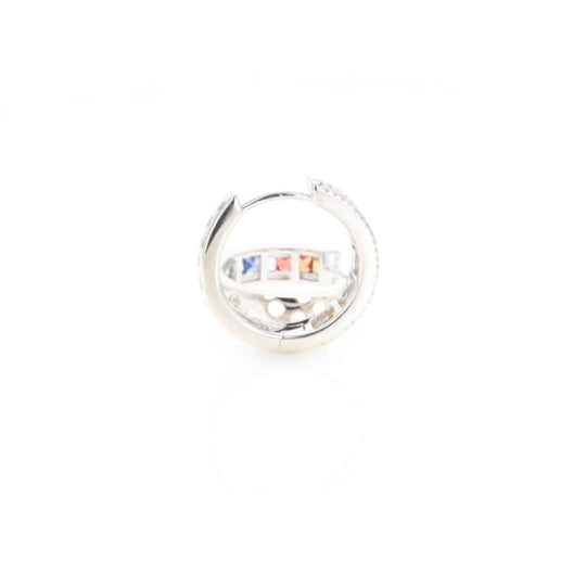 Multi-color Sapphire Hoop Earrings with Diamond Accents