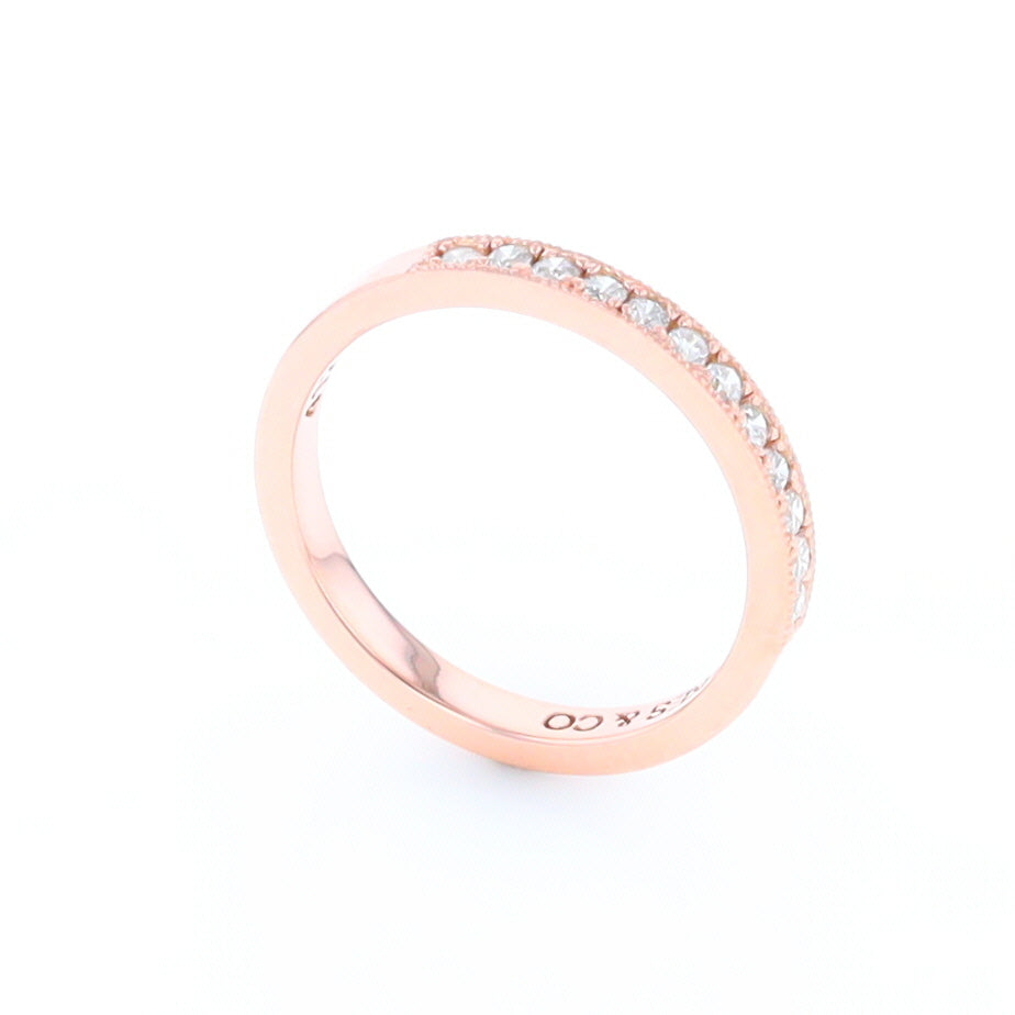 Rose Gold Milgrain Diamond Wedding Band