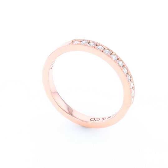 Rose Gold Milgrain Diamond Wedding Band