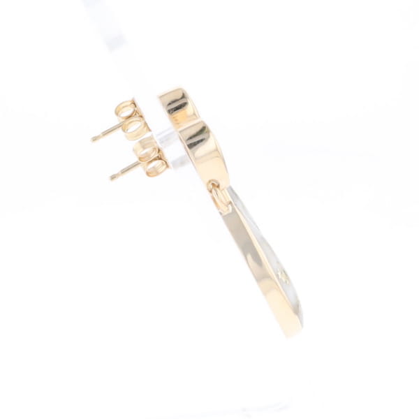 Gold Quartz Earrings Tear Drop Inlaid Design