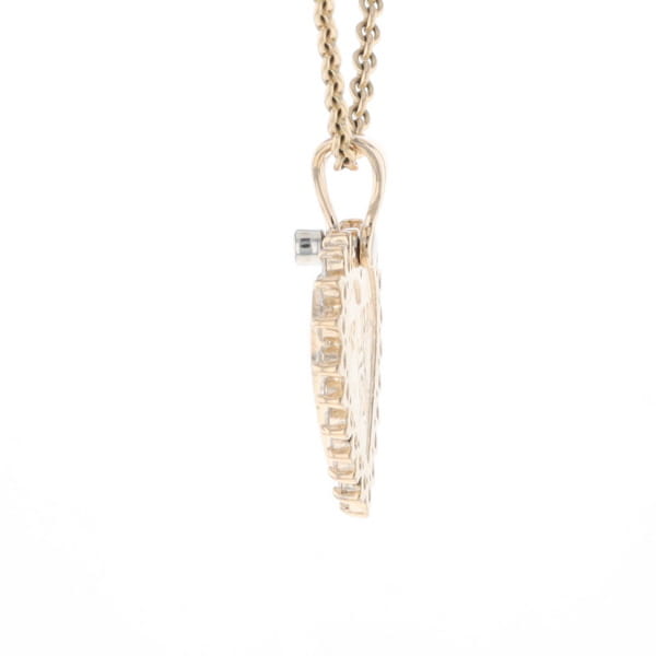 Gold Quartz Heart Shape Inlaid .55Ctw Diamond Pendant
