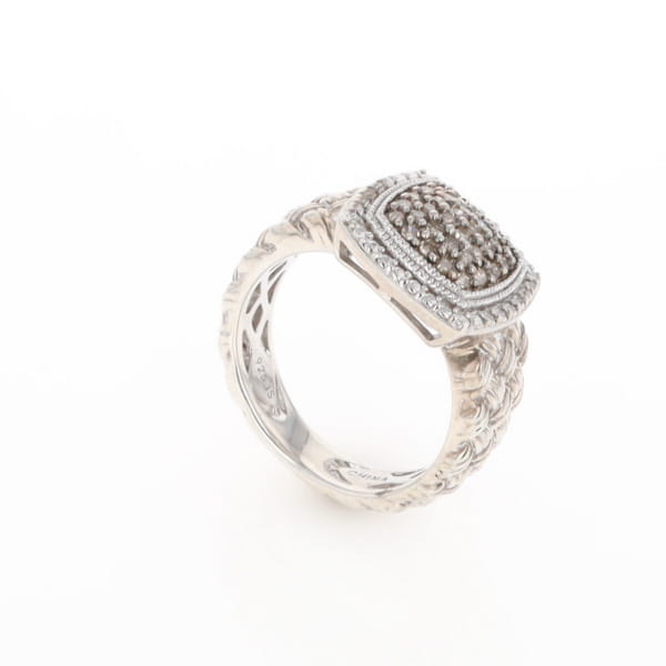Champaign Diamond Square Braided Cluster Band