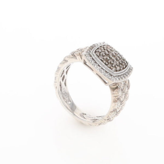 Champaign Diamond Square Braided Cluster Band