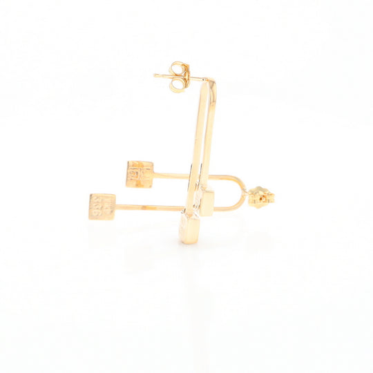 Gold Quartz Double Square Curved Bar Earrings - G2