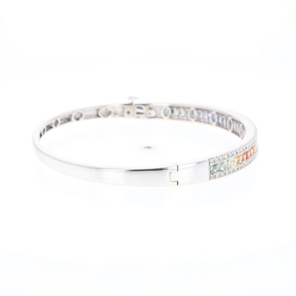 Multi-color Sapphire Cuff Bracelet with Diamond Accents