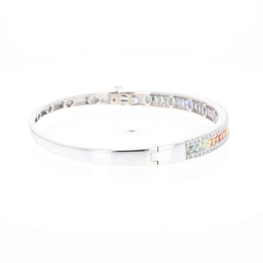 Multi-color Sapphire Cuff Bracelet with Diamond Accents