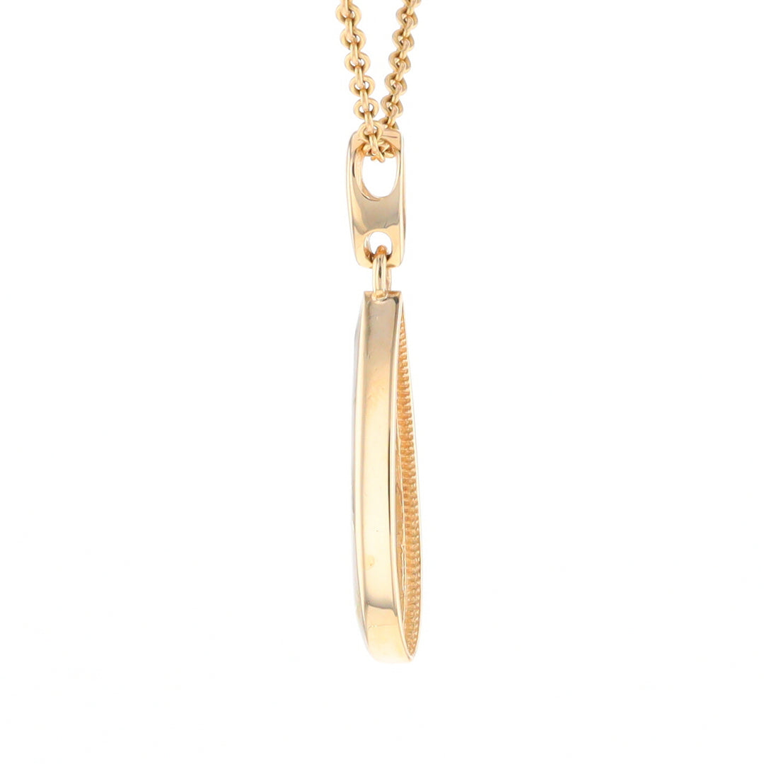 Gold Quartz Pendant Tear Drop Inlaid Design G2