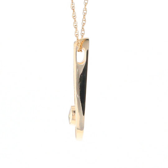 Open Teardrop Round Gold Quartz Inlaid Pendant