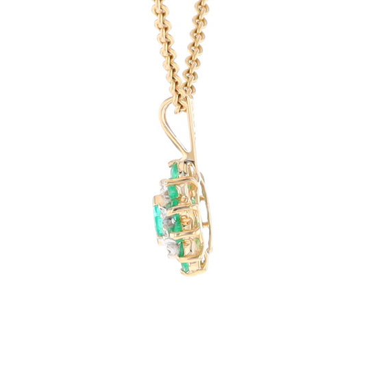 Marquise Shaped Emerald and Diamond Pendant