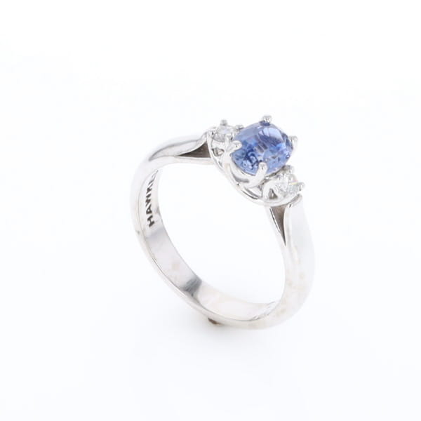 Ceylon Sapphire Three-Stone Trellis Ring