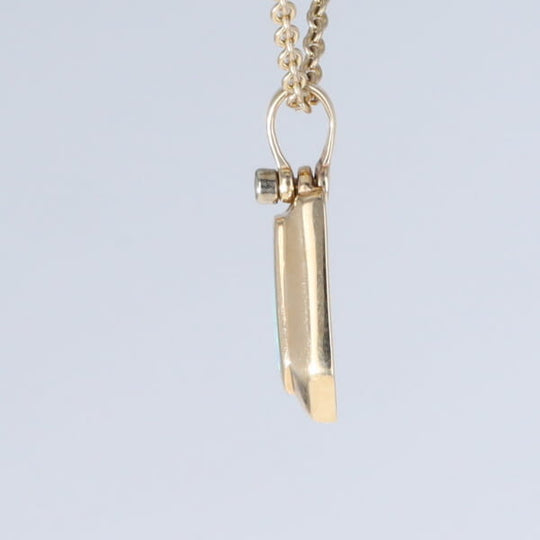 Opal Triangle Inlay with .02ctw Diamond Pendant