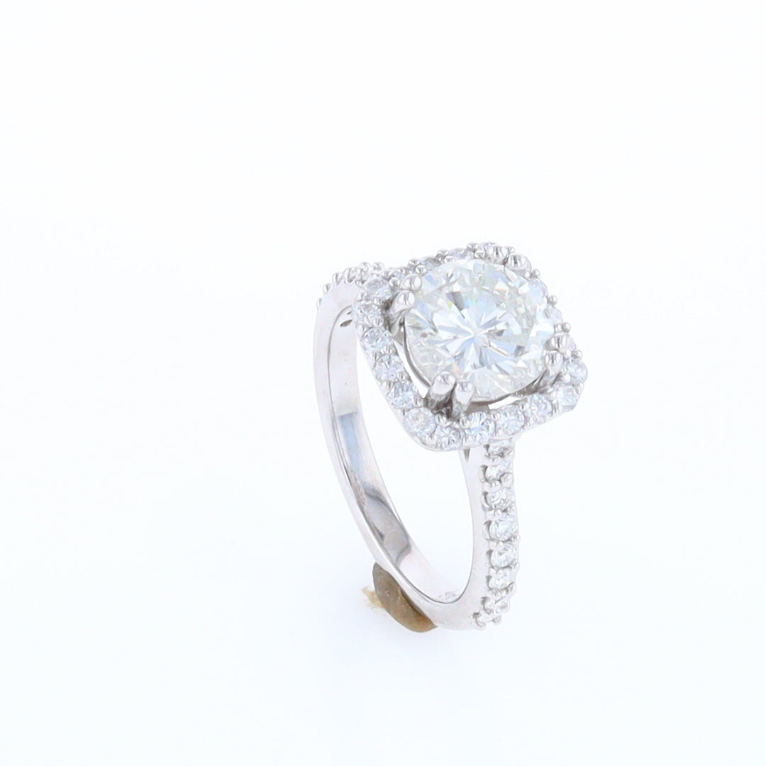 Diamond Engagement Ring with Square Halo