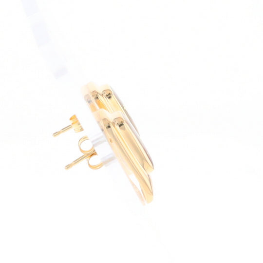 Gold Quartz Earrings Rectangle Inlaid Design