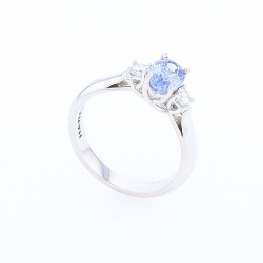 Ceylon Sapphire Three-Stone Trellis Ring