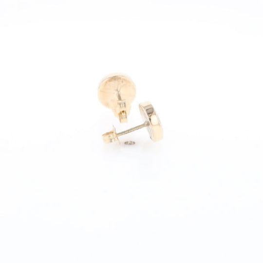 Gold Quartz Earrings 9mm Round Inlaid Studs - G2