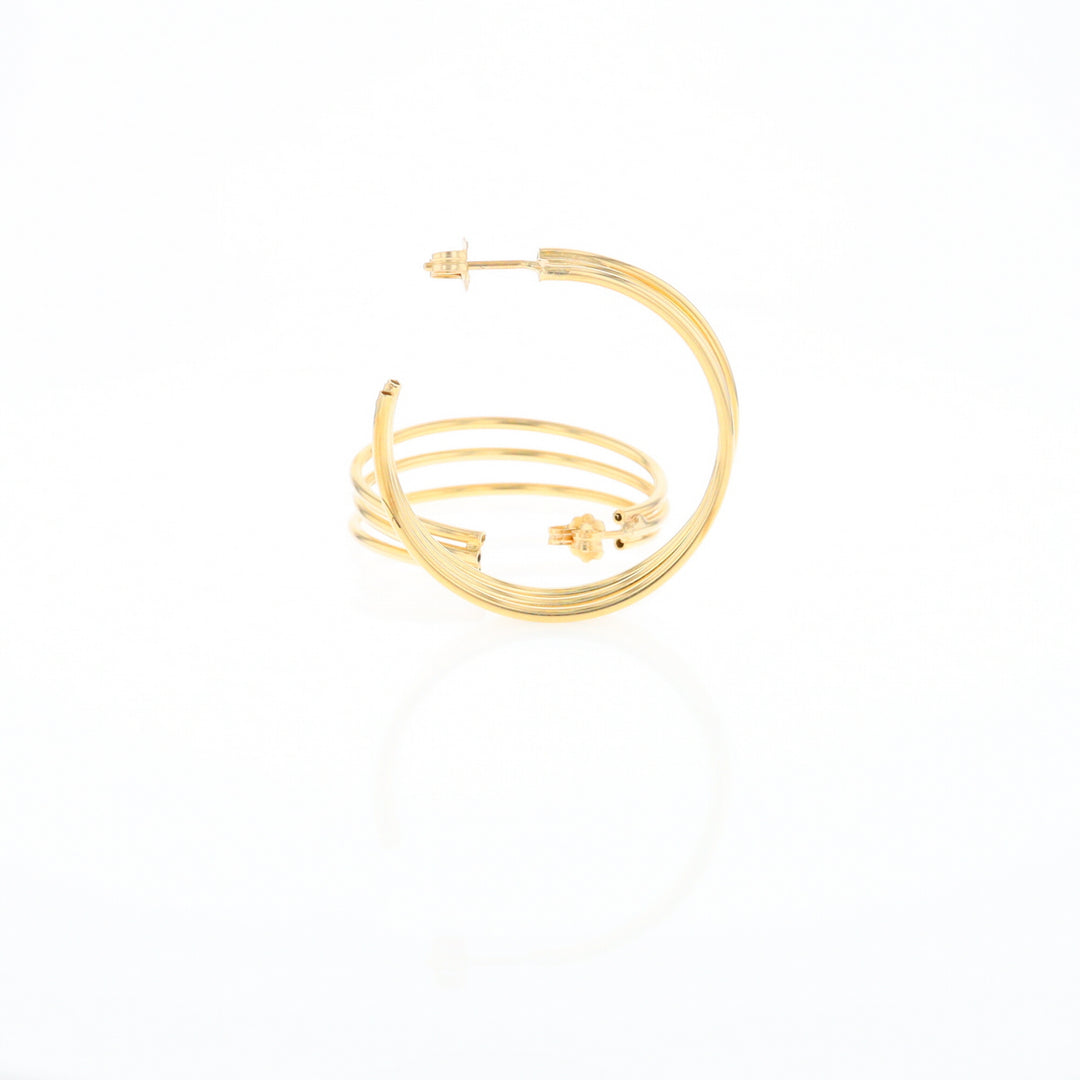 Three Bar Gold Hoop Earrings