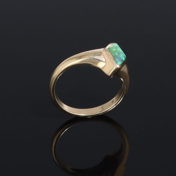 Ethiopian Opal Rings Diamond Shape Inlaid Design