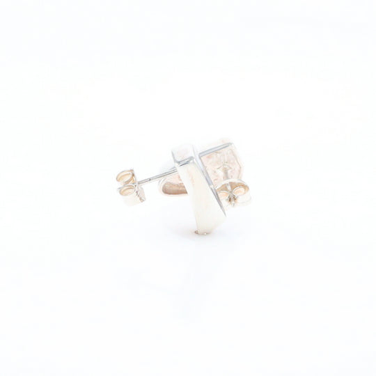 Sterling Silver Gold Quartz Inlaid Shield Stud Earrings - G3