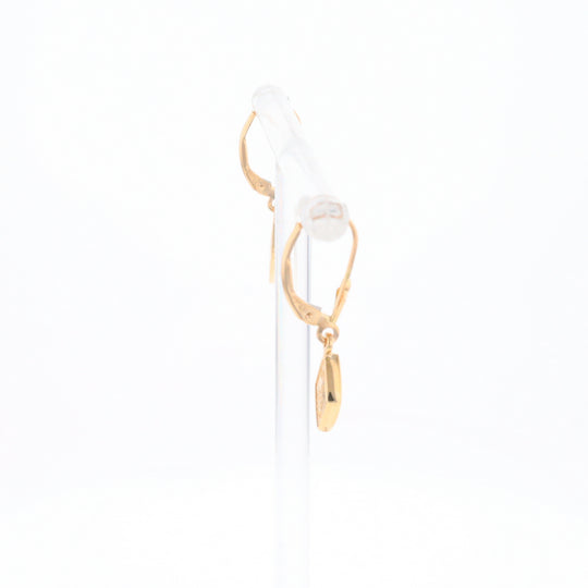 Gold Quartz Earrings Diamond Shape Inlaid Lever Backs G1