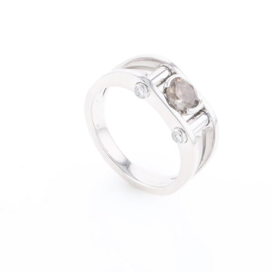 Men's Contemporary White Gold Industrial Brown Diamond Ring