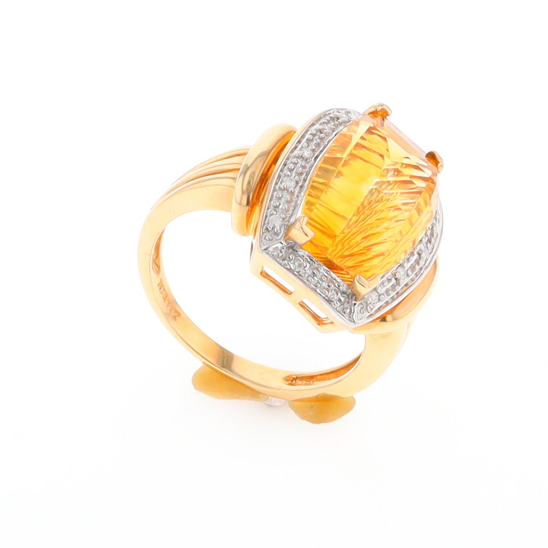 Fancy Cut Citrine Diamond Halo Ring