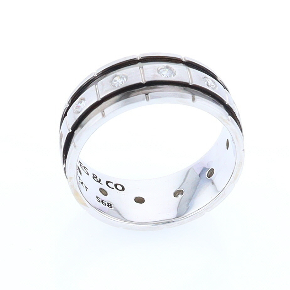 Contemporary Men's Comfort Fit Wedding Band With Diamonds