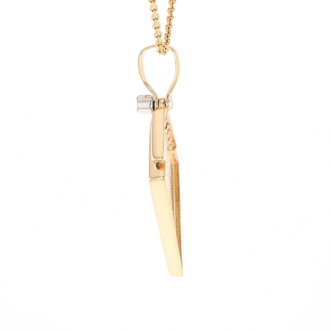 Gold Quartz Kite Shape Inlaid Pendant with .27ctw Diamonds