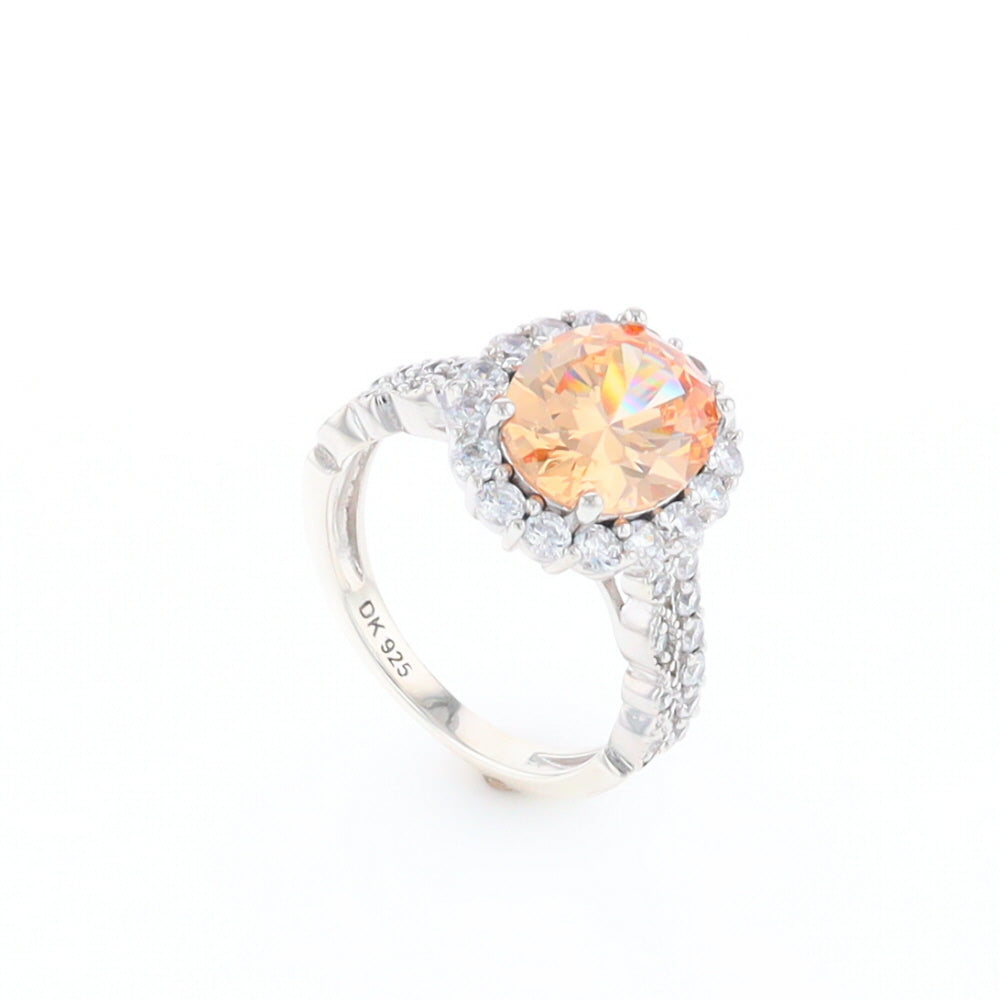 Peach Imitation Topaz Halo Ring